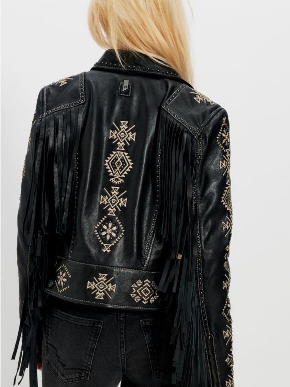 Free People Mauritius Francy Fringe Leather Jacket  NWT Size 9/10 Sold Out - Picture 4 of 16